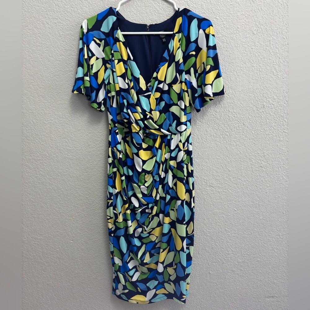 Maggy London Women’s Blue Spotted Duria Wrap Dress Size 6 Petite